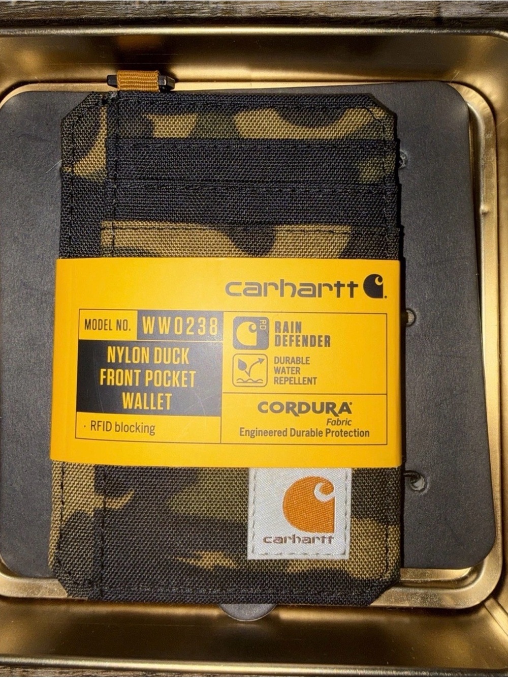 Carhartt Olive and Black Camo Nylon Front Pocket Wallet